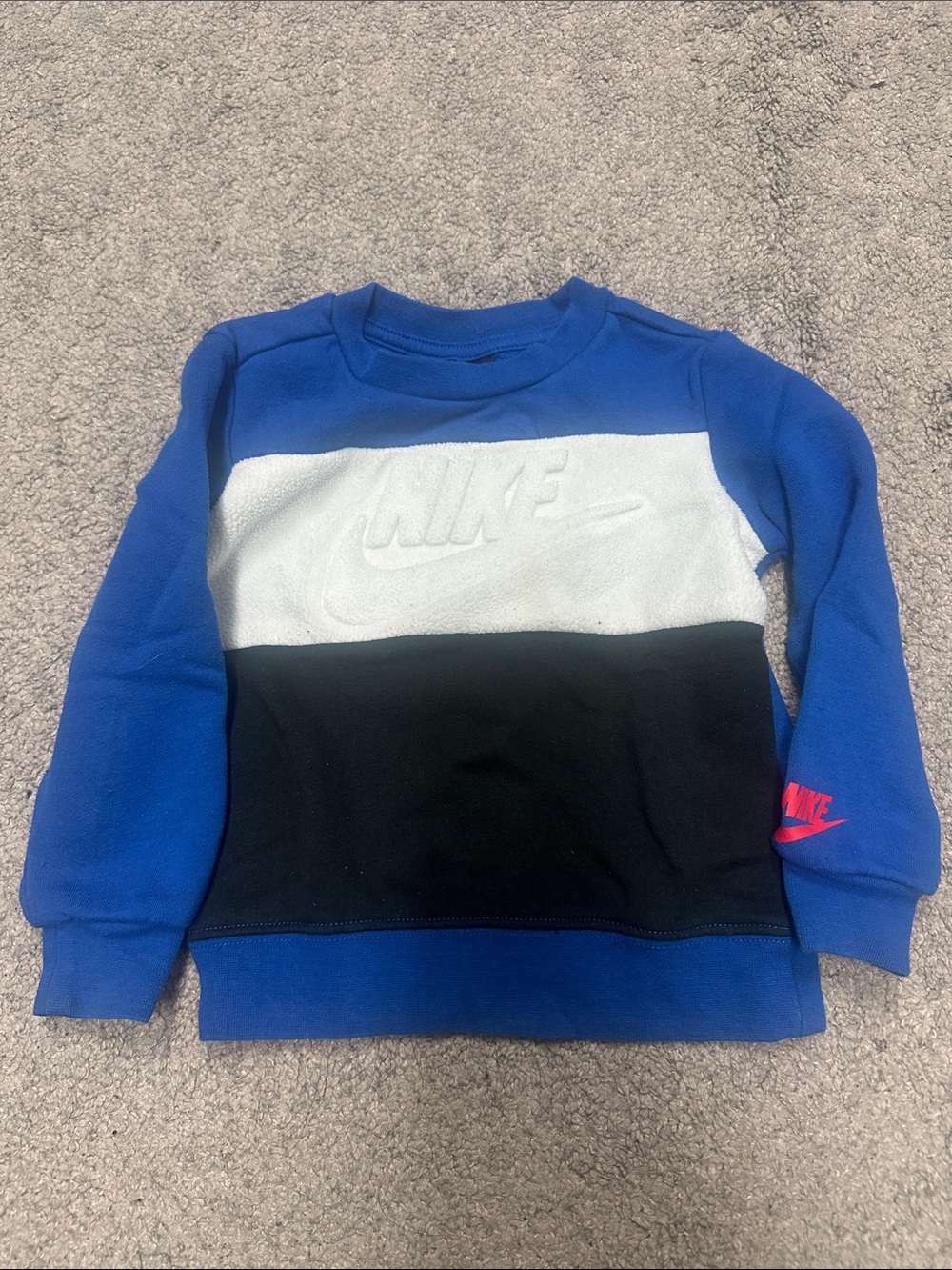 Nike Kids Royal Blue, White & Black Colorblock Crew Sweatshirt